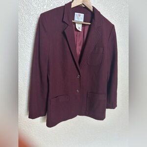 Chic vintage wool Burgundy Women's Blazer